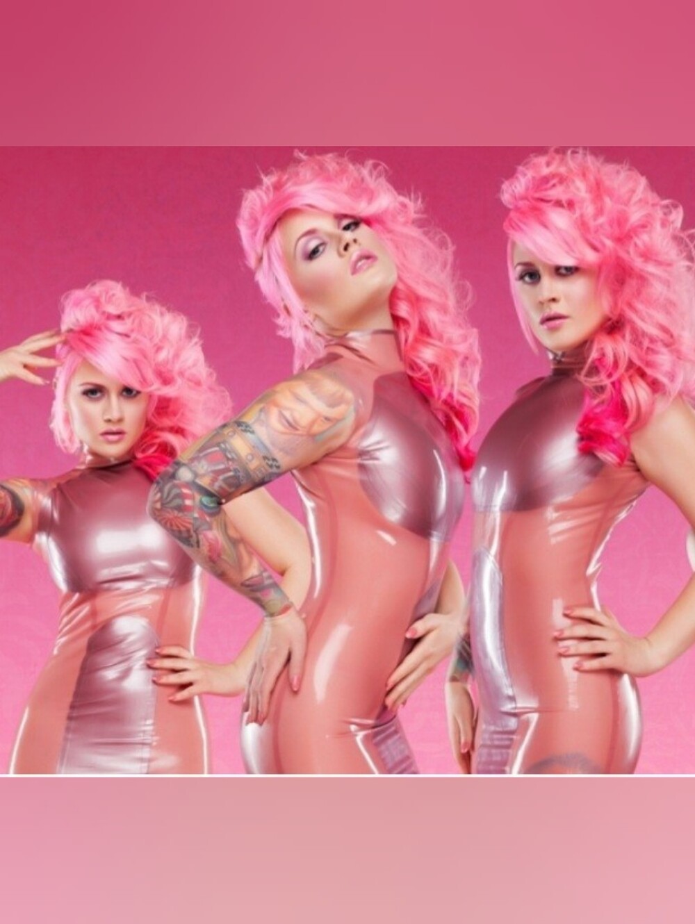 REAL LATEX by DAWNAMATRIX Lilac & Pink Trans Mini Dress Sz XS
